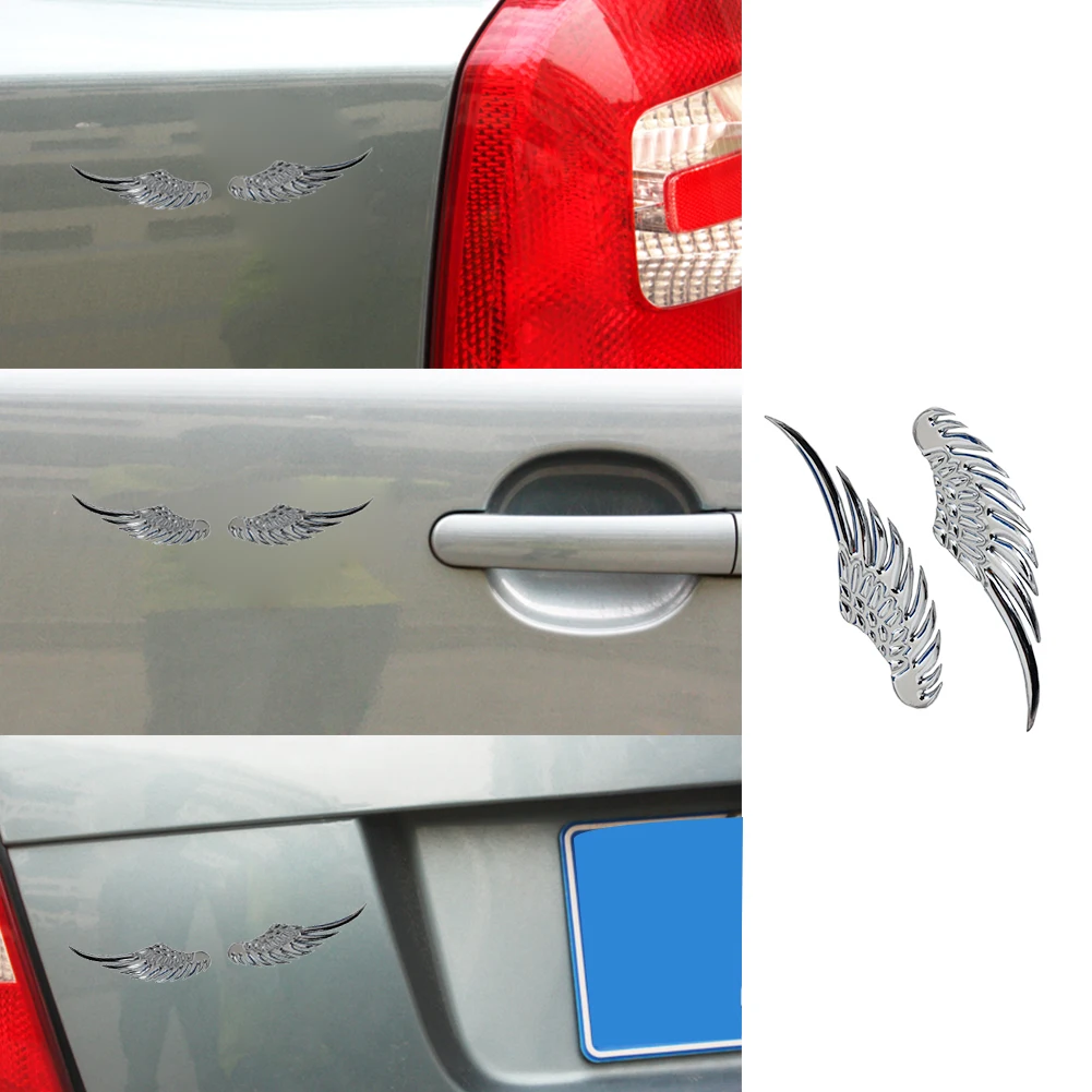 1 пара 3D стерео металлический ангел крыло украшения наклейки для автомобилей значок эмблема из хрома наклейки на авто 3d большие крылья