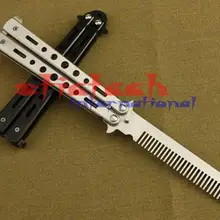 Ems или dhl 100 шт. расческа из нержавеющей стали складные ножницы для резки для тренировок бабочка стиль нож черный, серебристый