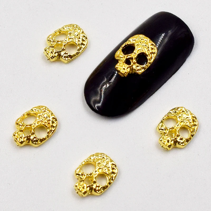 

10pcs Manicure Golden Skull 3D Nail Art Decoration,Alloy Nail Charms, Nails Glitter Rhinestones Nail Supplies SS065