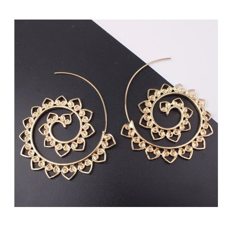 

AliExpress Explosion Foreign Trade Exaggeration Vortex Gear Shape Earrings Personality Circle Spiral Ear Jewelry Wholesale S233