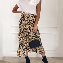 Новинка, Женская леопардовая юбка, юбка миди, сексуальная юбка