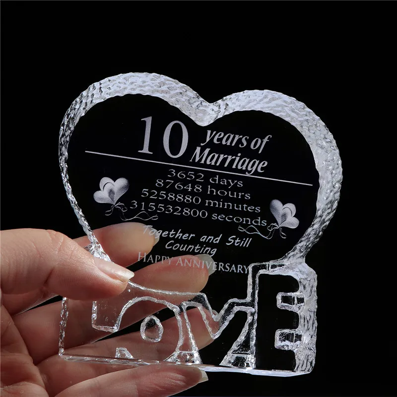 10 лет Свадебные украшения на юбилей для дома любовь в форме сердца, со стразами сувениры подарки для любимого свадьбы подарки