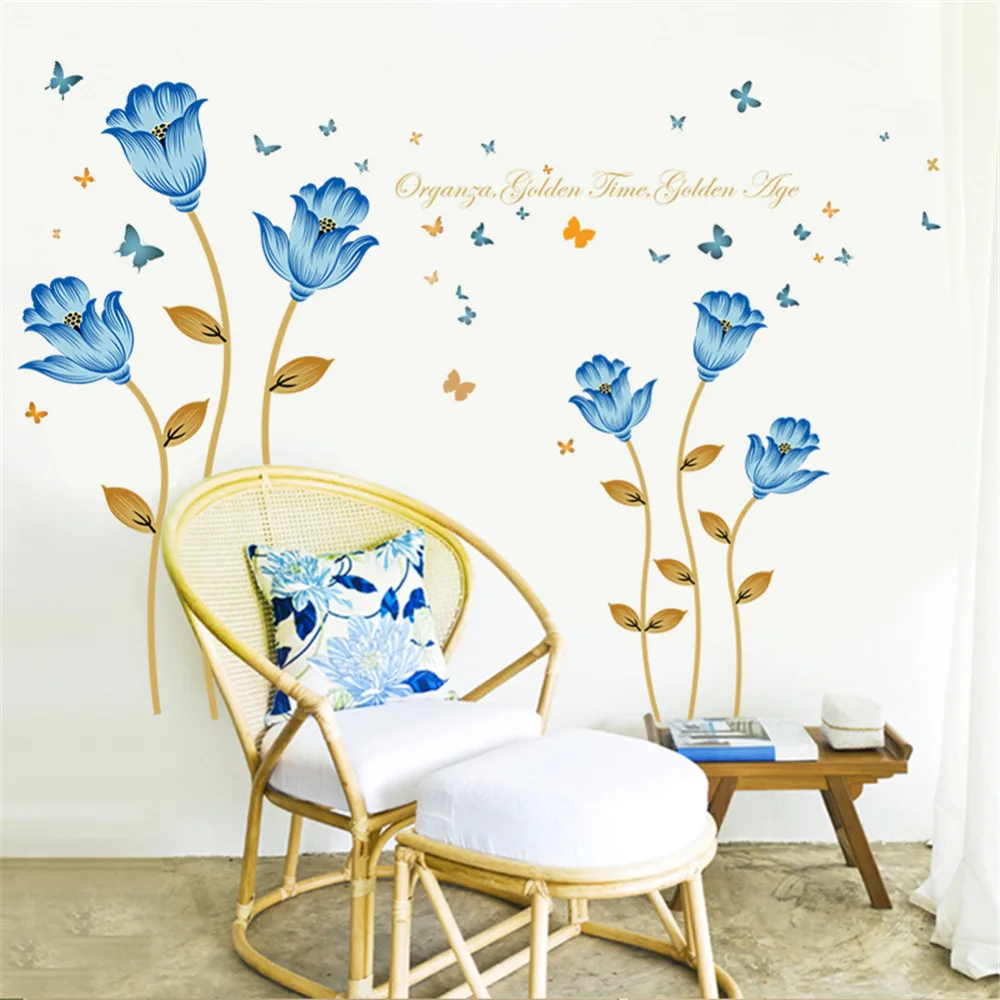 DIY Large Romantic Blue Rose Flower Flower Home Decor Wall