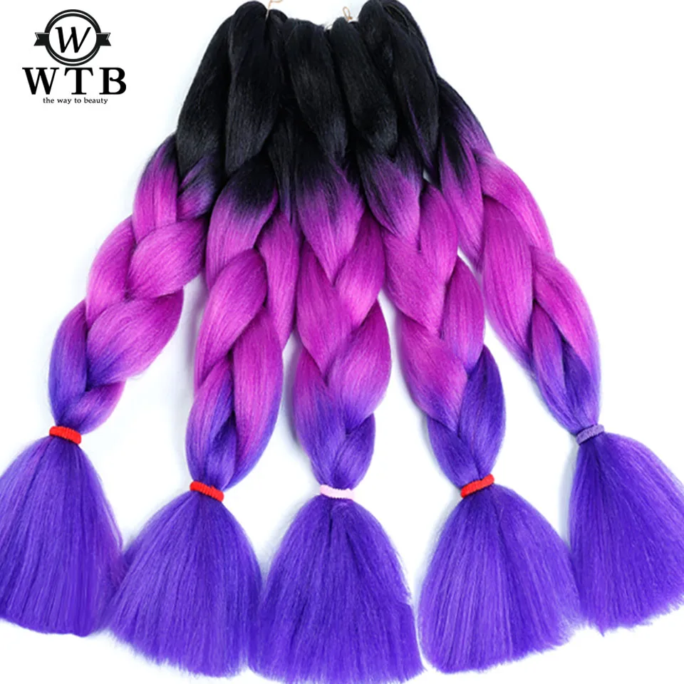 WTB 100g 24 Inch Jumbo Synthetic Hair Braiding Hair For Braid Crochet Braids African Ombre Color Braids WTB 100g 24 Inch Jumbo Synthetic Hair Braiding Hair For Braid Crochet Braids African Ombre Color Braids