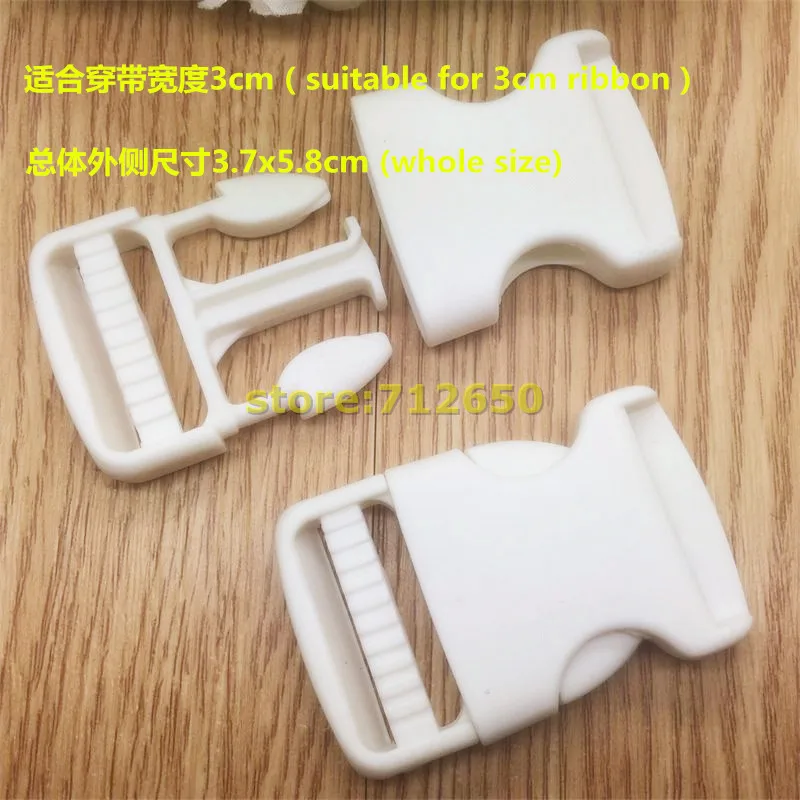 Free shipping 10 pcs 30mm Plastic Buckles White Color Garment School Bag accessories For