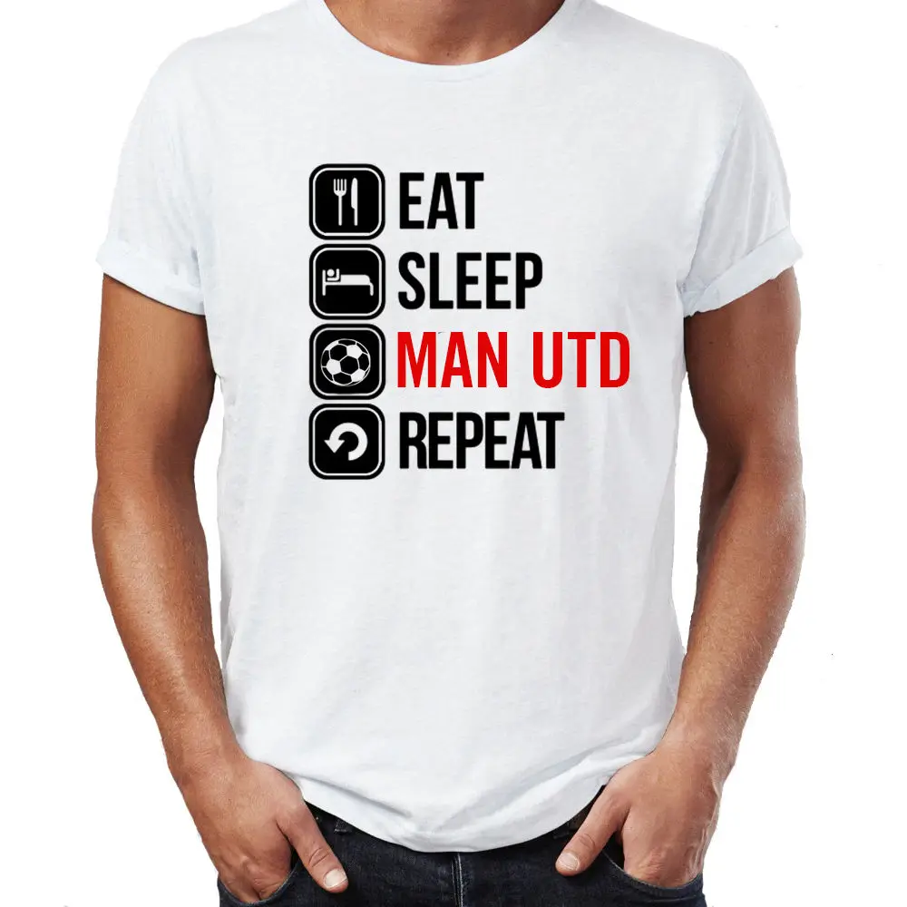 Eat Sleep Man United Футболка-Забавный премьер футболист вентилятор Chrstmas футболка Летняя футболка бренд Фитнес Бодибилдинг