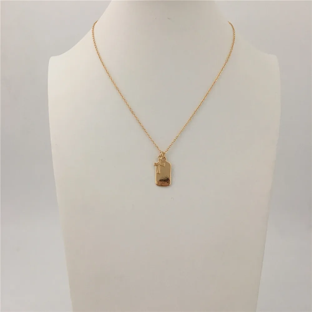 

TRENDY NECKLACE GOLD COLOR PLATING CROSS PENDANT WITH SMOOTH IRON NECKLACE FOR WOMEN GIRL MAN