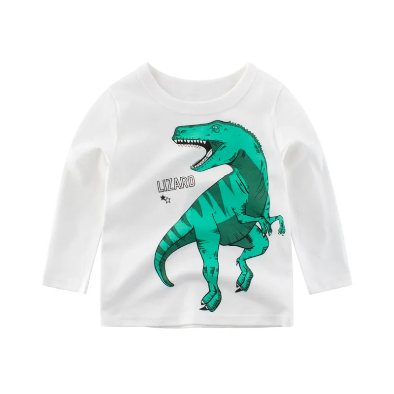 Kids Boys T Shirt Car And Dinosaur Print Long Sleeve Baby Girls T-Shirts Cotton Children's T-Shirt O-Neck Tee Tops Boy Clothes