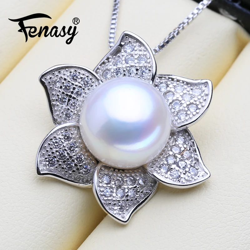 

FENASY Fashion Brand Natural Freshwater Pearl Necklace For Women 925 Sterling Silver Bohemian Pendant With Pearl Jewelry