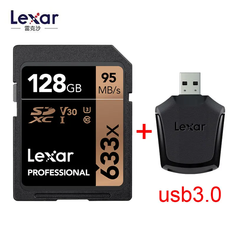 Lexar 95 м/с 633x16G 32 ГБ U1 SDHC 64 Гб 128 ГБ 256 ГБ U3 SD карта SDXC класс 10 карта памяти для 1080p 3D 4K видеокамера