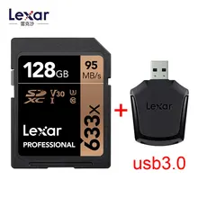 Lexar 95 м/с 633x16G 32 ГБ U1 SDHC 64 Гб 128 ГБ 256 ГБ U3 SD карта SDXC класс 10 карта памяти для 1080p 3D 4K видеокамера