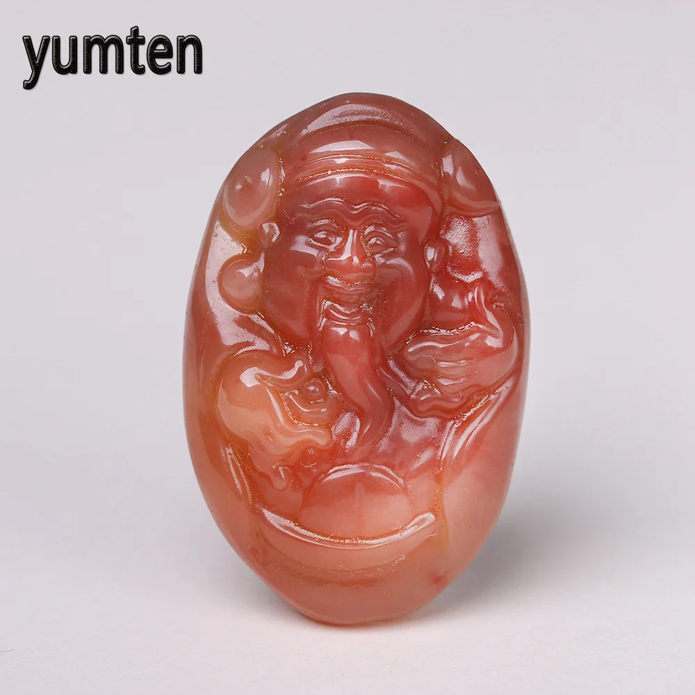 

Natural Red stone hand carved pendants Red Jade God of Wealth pendant Chinese style necklace jewelry Christmas Gift Reiki wealth