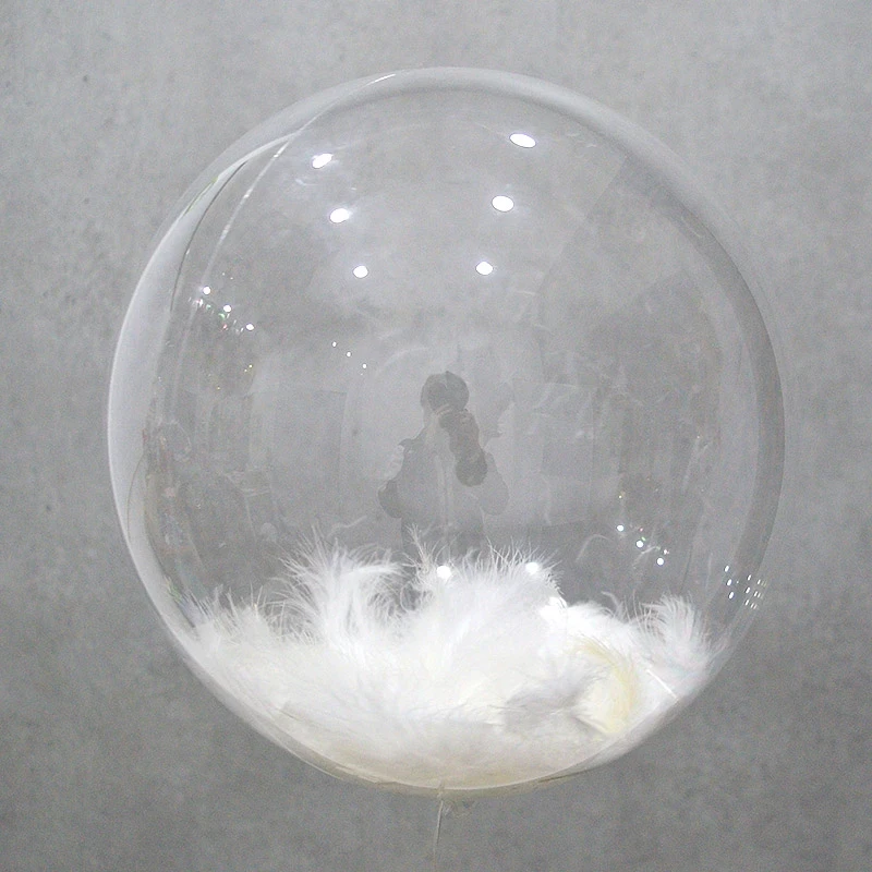 

3pcs transparent bubble balloon (with feathers) birthday baby shower wedding party decoration fortnight party Anniversary deco