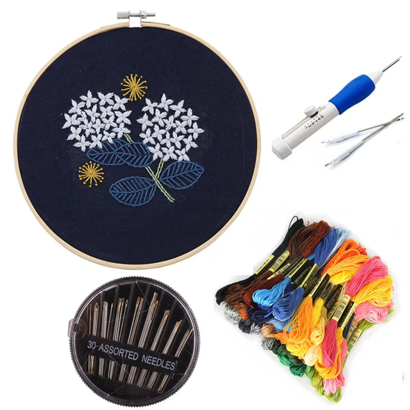 Европейский Набор для вышивания лентами, предварительно напечатанный набор для рукоделия, крюковые иглы для вышивания, многоцветная нить для начинающих женщин