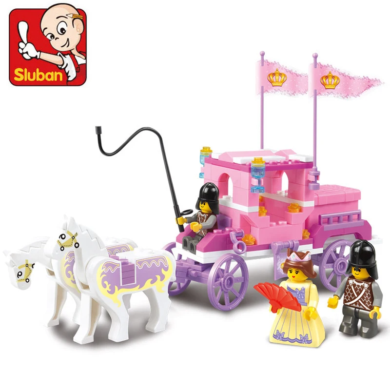 

Sluban 137Pcs Building Blocks Girl Dream Princess Royal Carriage Wagon Action Figure Playmobil Educational Toys For Children