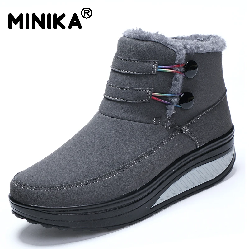 Minika/Женская обувь с плюшевой подкладкой зимние ботинки на платформе женские
