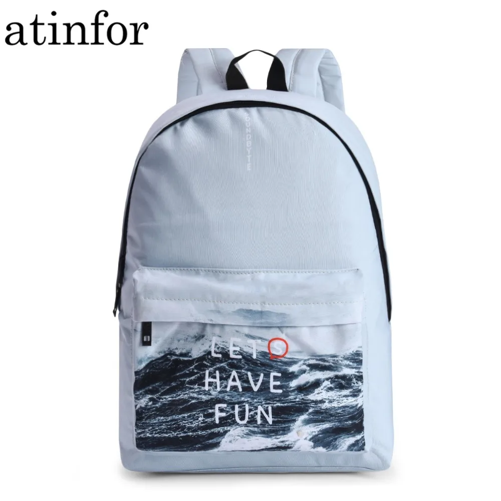 Повседневный холщовый женский рюкзак ландшафт с морскими волнами и принтом