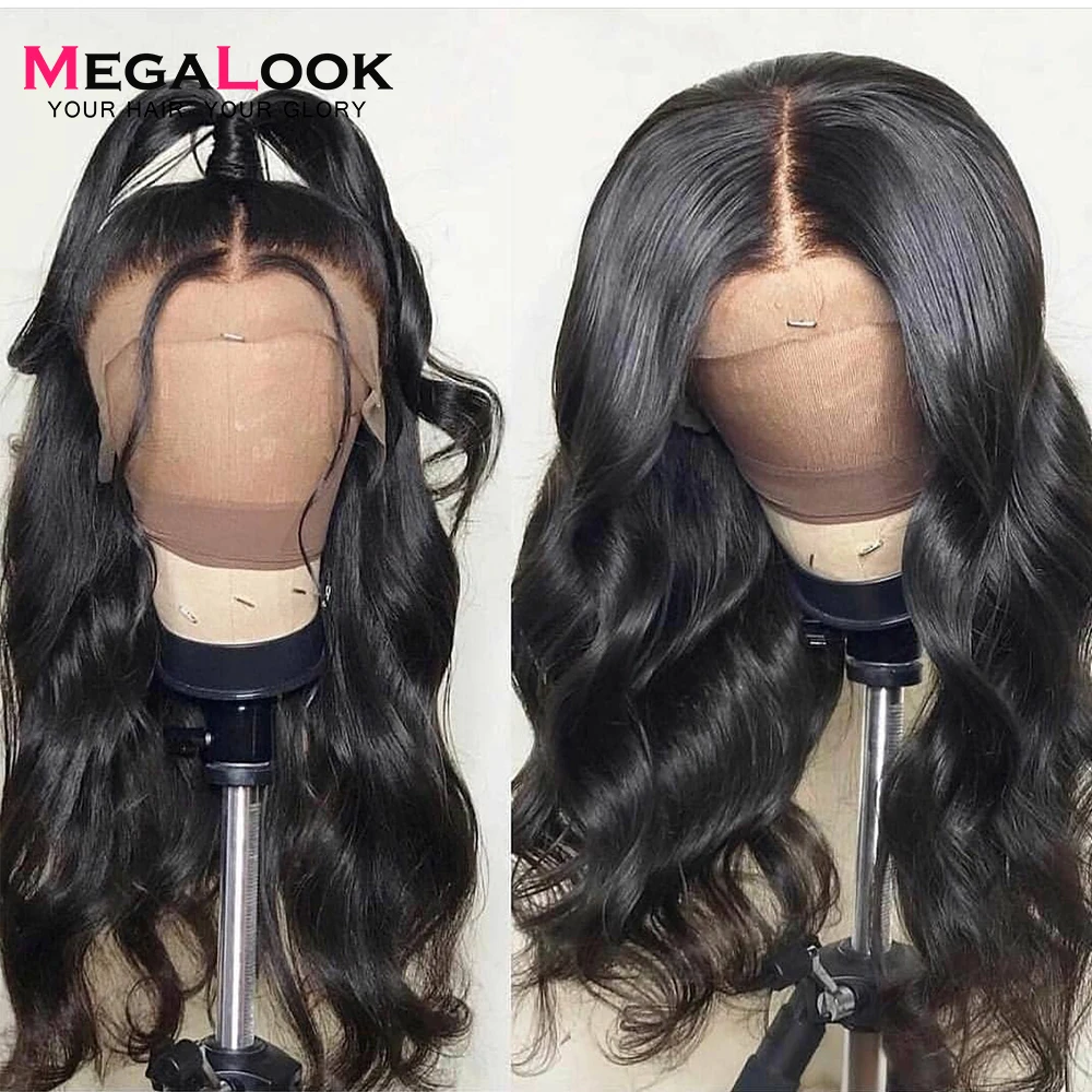 Полный парик человеческих волос шнурка бразильские волнистые волосы фронта шнурка 30 дюймов полный парик шнурка с волосами младенца естественного цвета Remy Megalook