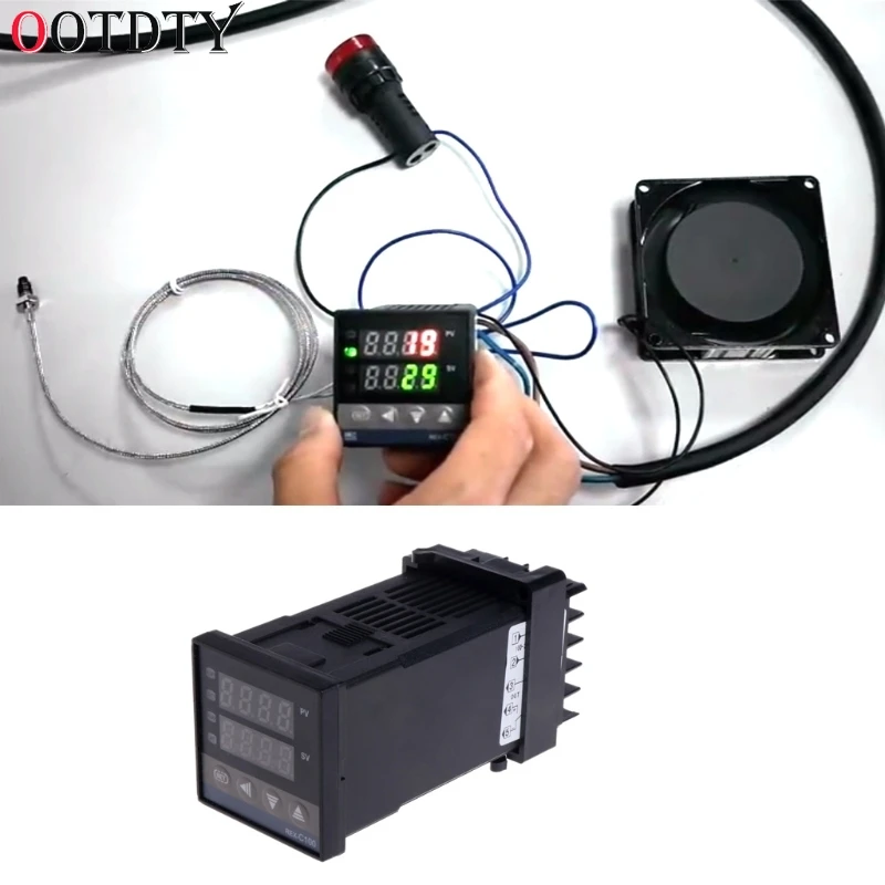 

OOTDTY PID Digital Temperature Controller REX-C100 0 To 400degree K Type Input SSR Output Temp Controller