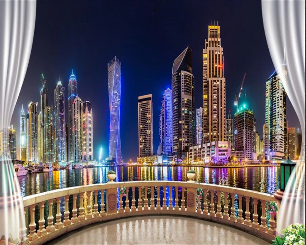 Beibehang Custom High End Aesthetic Interior Wallpaper Outside The City Night View Living Room Background Wall Papel De Parede Wallpapers Aliexpress
