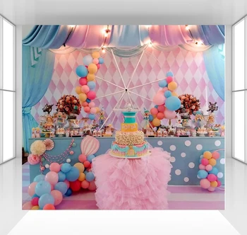 

Pink lozenge background for girls photography backdrops baby children birthday party decoration Photo stweet dessert tableCZ-172