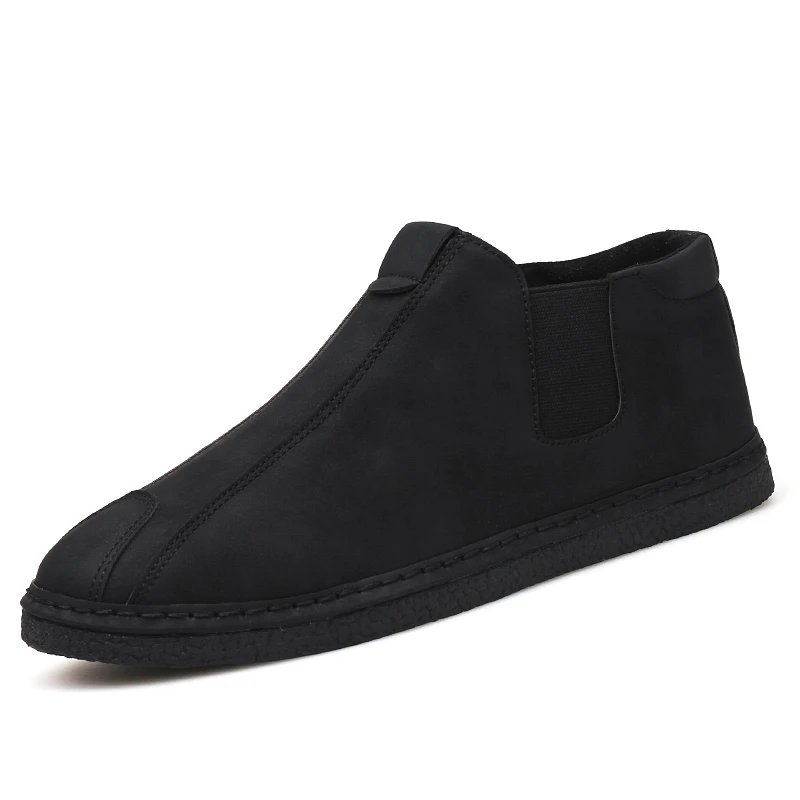 Мужская обувь; коллекция года; сезон весна-осень; однотонные кожаные кроссовки; водонепроницаемый светильник; высокое качество; дешевые удобные кроссовки для мужчин - Цвет: Черный