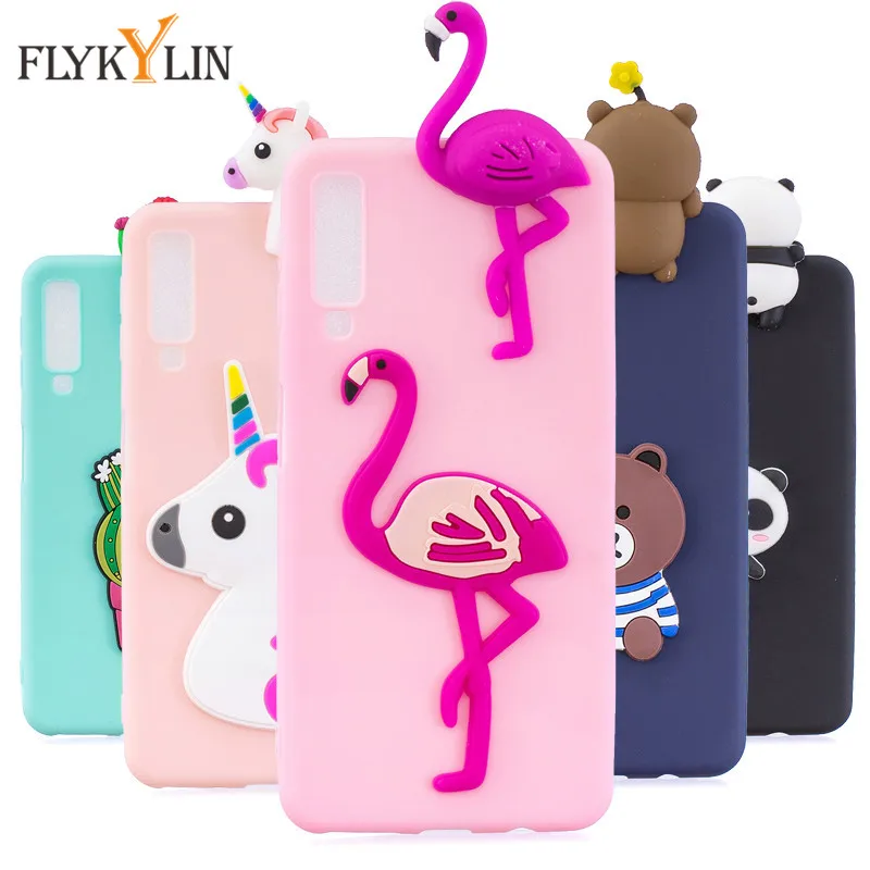 

FLYKYLIN Phone Cases sFor Fundas Samsung Galaxy A9 2018 Case Soft TPU Candy Color 3D Cartoon Cover for Samsung A7 2018 A750 Case