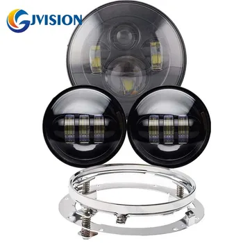 

Combo 7'' inch led Projector headlight and 4.5 INCH LED Motorcycle Passing fog light and 7'' Bracket mounting Ring