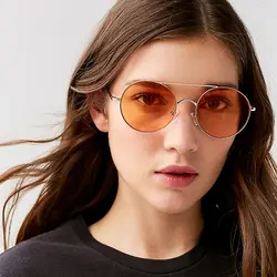 2019 новые золотые круглые солнцезащитные очки Европа тренд океан кусок солнцезащитные очки ретро двойной луч ГОРЯЧИЕ лучи Солнцезащитные