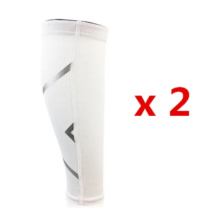 1 pair White Компрессионные гетры для спорта, баскетбола, футбола поддержка икр беговые щитки велосипедные гетры Защита от солнца УФ противоскользящие - Цвет: 1 pair White