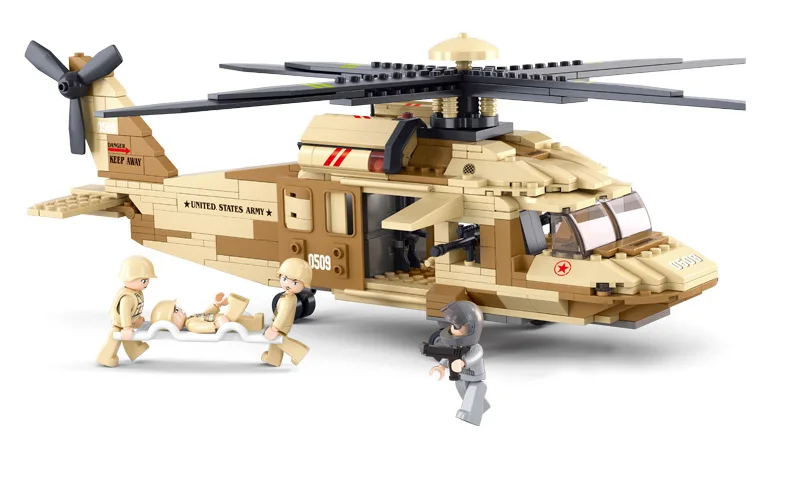 Educational Toy Sluban AH-64 Apachi Helicopter 293 Pieces in Original English Box 100/% Compatible Building Blocks M38-B0511