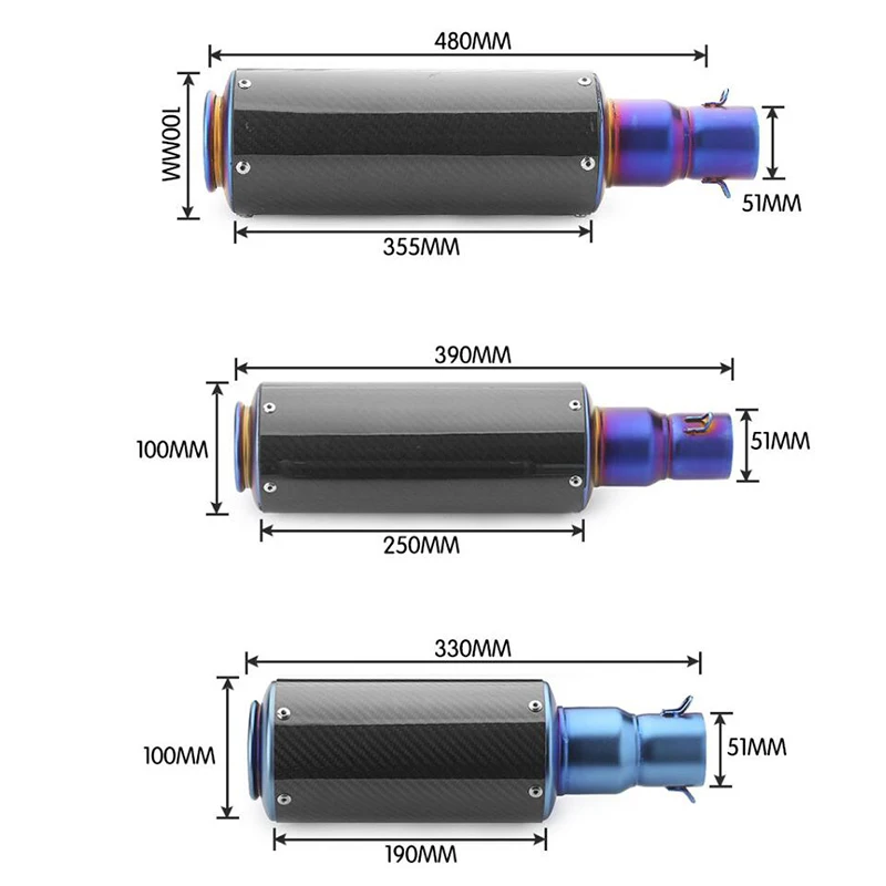 TKOSM Универсальный 51mm Akrapovic мотоциклетные выхлопной трубы из углеродного волокна проекта глушитель труба для GSR600 CB650F CB400 с Стикеры