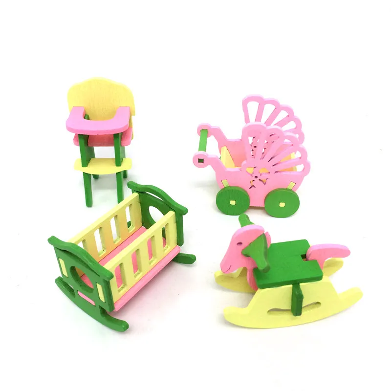 Деревянный моделирования сцены модель творческий DIY интерьер Хобби Классические Ролевые игры Мебель Наборы Игрушечные лошадки для Детский подарок - Цвет: Зеленый