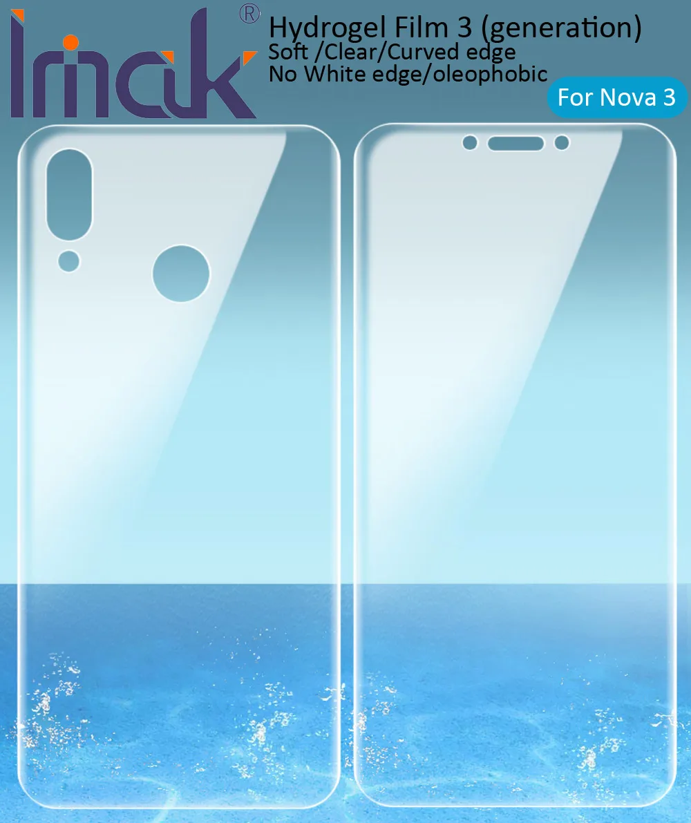 

imak Hydrogel Film 3 III For Huawei Nova 4 3 Rear Front Back Screen Protective Transparent oleophobic