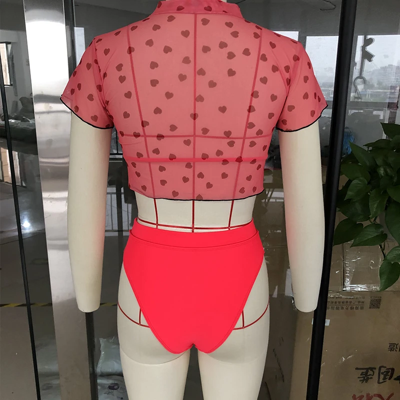 Купальник с высокой талией женский укороченный топ сексуальное бикини из 3