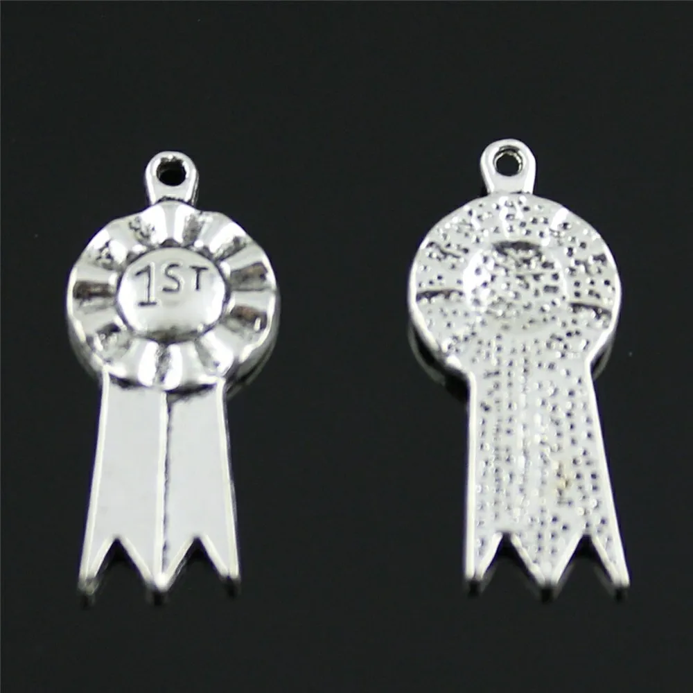 10pcs Ribbon Charm Champion Charms Champion First Ribbon Antique Silver Charms Jewelry Making ...