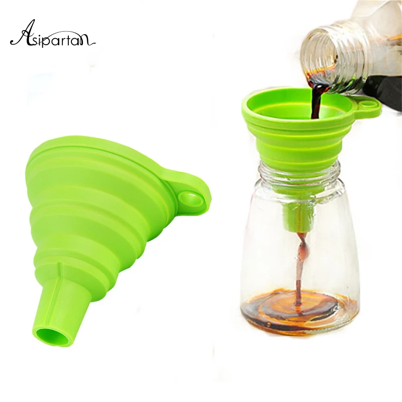 Asipartan 2pc Set Foldable Funnel Silicone Hopper Random Color