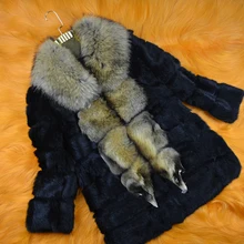 Real photographs real rabbit fur coat with raccoon dog fur collar women winter rabbit fur coat Warm autumn&winter Overcoat