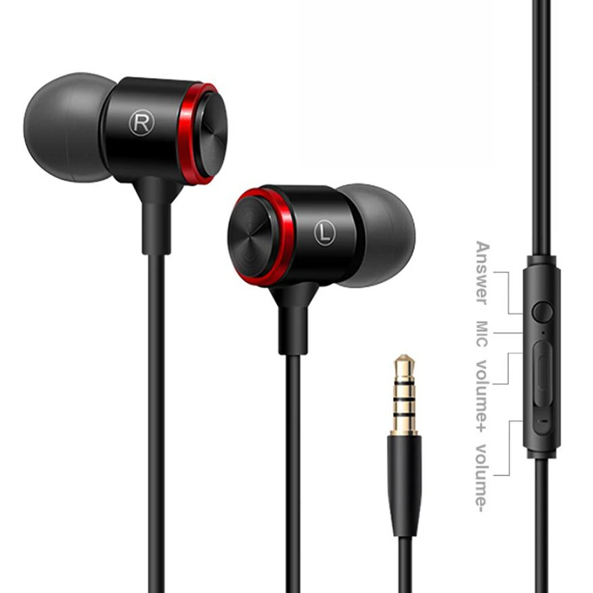 

Wired earphone metal subwoofer computer PC headset in-ear sports 3.5 mm with microphone wired Earbuds