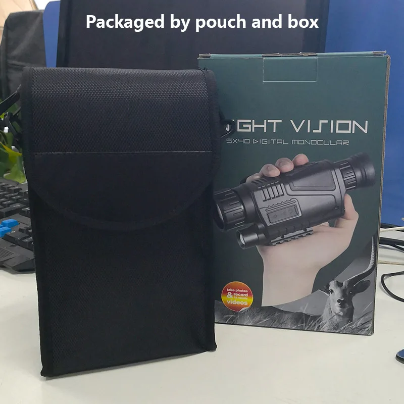Packaged by box Инфракрасный цифровой Монокуляр ночного видения инфракрасный прицел охотничий телескоп 5x40 дальность действия со встроенной камерой - Цвет: Packaged by box