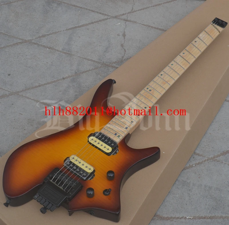 Fanfret Безголовый клен гриф электрогитара, красное дерево тело против цвета согнутый клен шеи