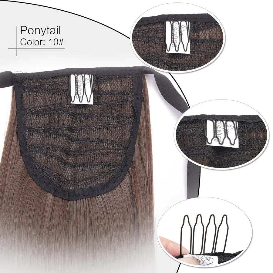 

Neitsi Straight Long Clip In Hair Tail False Hair Ponytail Hairpiece With Hairpins Synthetic Hair 10#