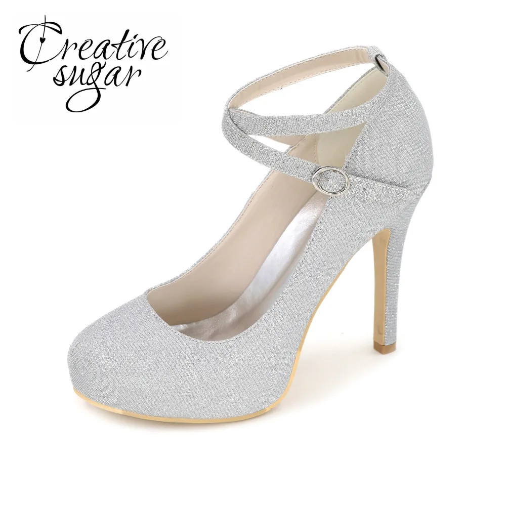 silver ankle strap heels closed toe