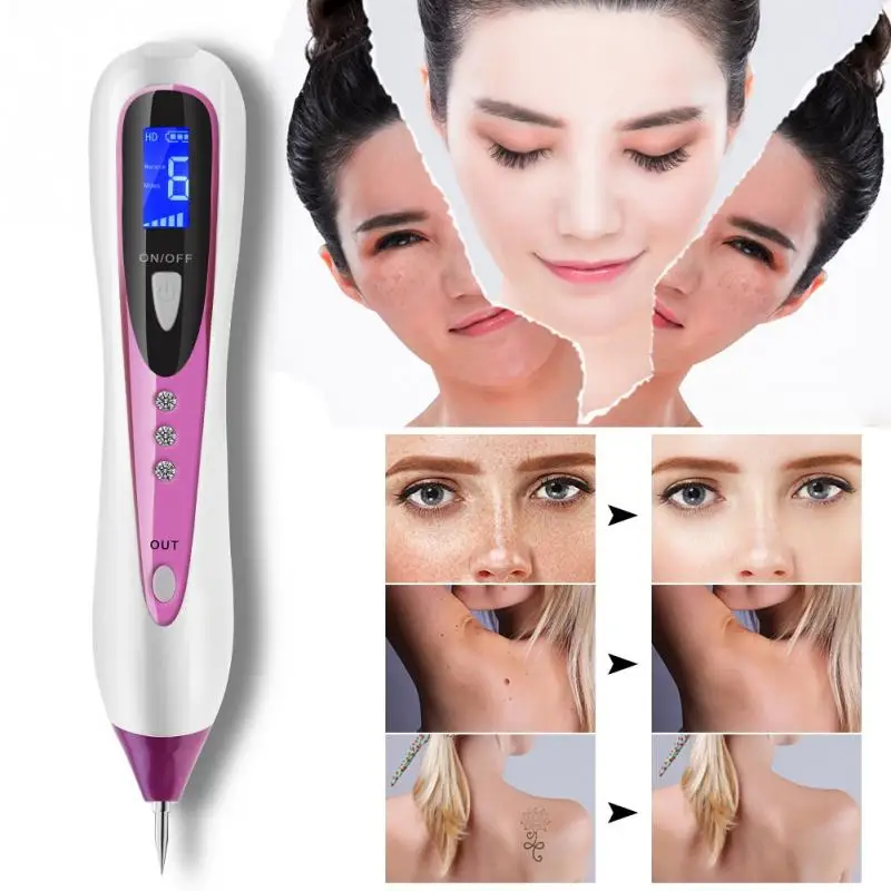 

LCD Display Laser Mole Removal Tool Electric Ion Freckle Dot Mole Spot Wart Tattoo Removal Pen Blue Photon Beatuty Skin