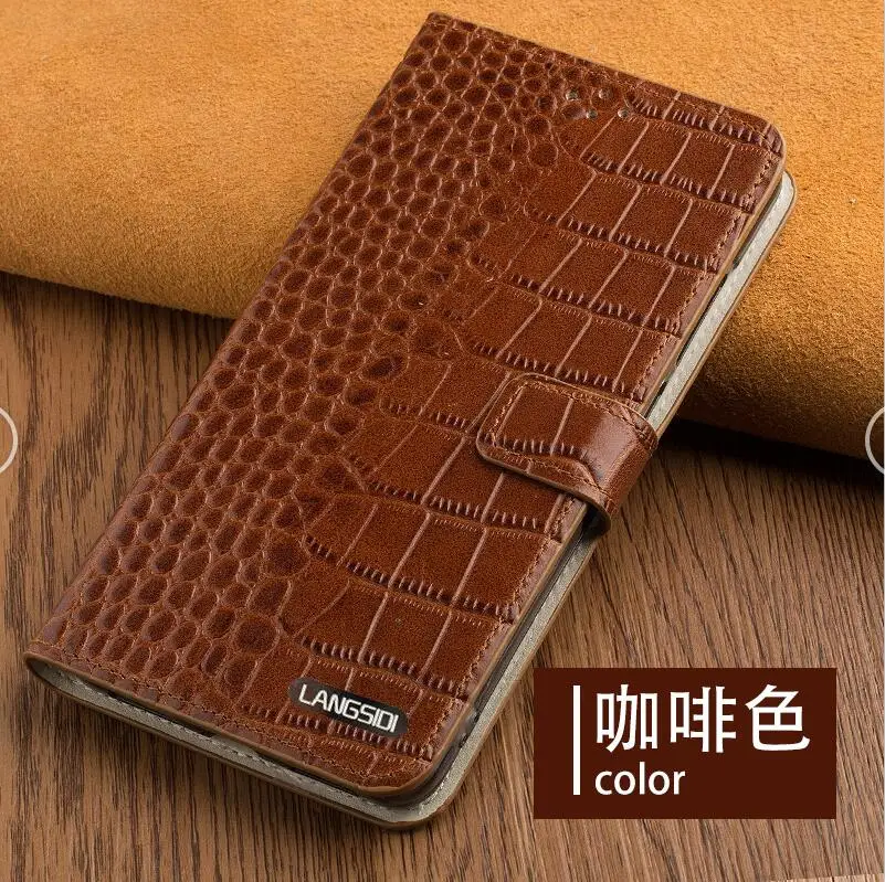 03-Shallow coffee Wangcangli брендовый чехол для телефона из крокодиловой Табби, складной чехол для телефона Xiaomi Mi 4 чехол для телефона ручной работы на заказ - Цвет: 03-Shallow coffee