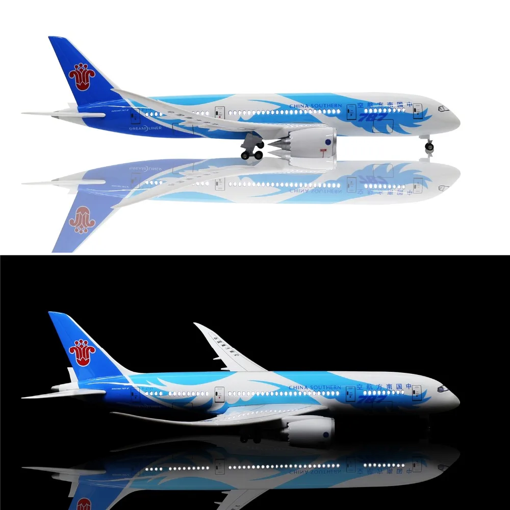 46 см 1:130 модель самолета Китай южные авиалинии Boeing 787 с светодиодный свет(сенсорный или звуковой контроль) для украшения или подарка