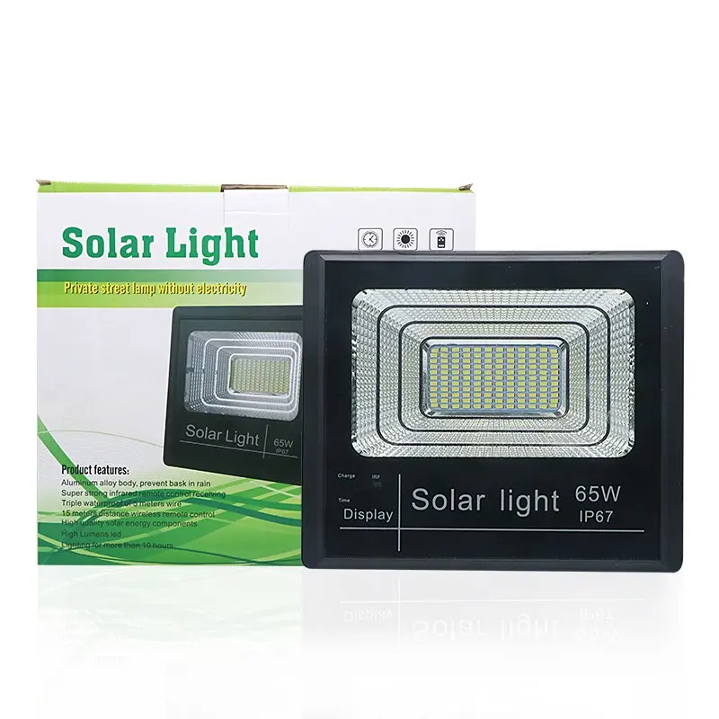 SZYOUMY Открытый Солнечный светодиодный прожектор 65 Вт 125 светодиодный индикатор прожекторы Солнечный прожектор с зарядки дисплей