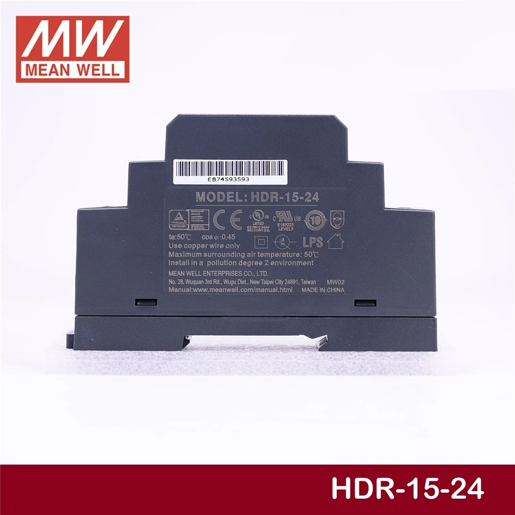 Цена означает хорошо HDR-15-24 24 В 0.63A meanwell HDR-15 15 Вт один выход Промышленные din-рейку блок питания