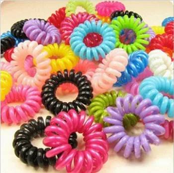 

5 Pcs Telephone Phone Cord Elastic Ponytail Holders Hair Ring Scrunchy For Girl Rubber Band Tie Styling Accessories