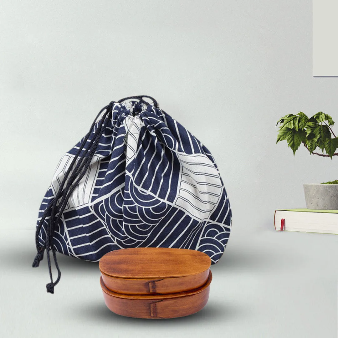 JX-LCLYL Portable Lunch Box Bento Carry Tote Picnic Case Pouch Drawstring Storage Bag
